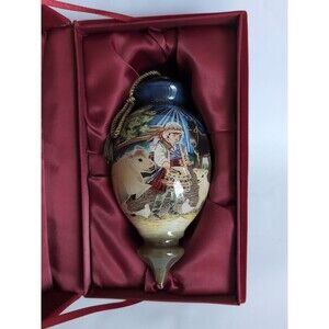 Ne'Qwa Dona Gelsinger Little Drummer Boy Glass Christmas Ornament Reverse HP Vtg